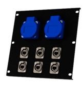 EDS LP2 02-04F-02M-02E  панель для лючков SH 02 панельная розетка 2хPCE Schuko 16A, 4-Neutrik XLR3F, 2-Neutrik XLR3M, 2-Neutrik Neutrik RJ-45 от музыкального магазина МОРОЗ МЬЮЗИК