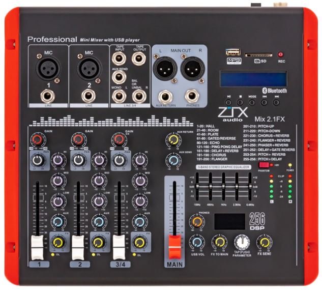 Каталог ZTX audio Mix 2.1.Fx микшерный пульт 2 mono, 1 stereo каналы с ...