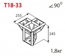 АЛЮМИНИЕВЫЕ И СТАЛЬНЫЕ КОНСТРУКЦИИ IMLIGHT T18-33 Тройной стыковочный угол 90 градусов, d28х2 \ d16х2мм. Сплав АД31т1