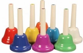 BRAHNER HB-8-1 колокольчики (НАБОР - 8 шт.), металлические на пластиковой ручке, разноцветные, 8 нот. Рекомендовано для детских учреждений. от музыкального магазина МОРОЗ МЬЮЗИК