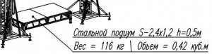 АЛЮМИНИЕВЫЕ И СТАЛЬНЫЕ КОНСТРУКЦИИ IMLIGHT подиум S-2.4x1.2 H=0.5м стальной подиум, настил из фанеры, 2400х1200 мм высота 500 мм