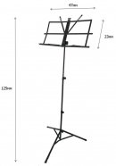 DEKKO JR-201 BK пюпитр (подставка для нот) металический, складной, облегченный, фиксаторы, ЧЕХОЛ, лоток 47x23 см, MAX высота 125 см, цвет чёрный от музыкального магазина МОРОЗ МЬЮЗИК