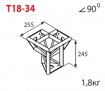 АЛЮМИНИЕВЫЕ И СТАЛЬНЫЕ КОНСТРУКЦИИ IMLIGHT T18-34 Тройной стыковочный угол 90 градусов, d28х2 \ d16х2мм. Сплав АД31т1