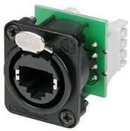 КОММУТАЦИЯ, РАЗЪЕМЫ, ПЕРЕХОДНИКИ Neutrik NE8FDV-Y110-B панельный разъем RJ45 вертикальная установка под зажим провода IDC-110 черненый корпус