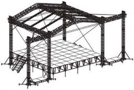 АЛЮМИНИЕВЫЕ И СТАЛЬНЫЕ КОНСТРУКЦИИ IMLIGHT СК (Q3\35) 12х9,6-8z1 ТР сценический комплекс с незамкнутым коньком с размером подиума 12 х 9.6 м, ручные тали, звуковые порталы
