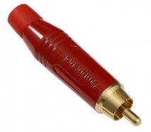 КОММУТАЦИЯ, РАЗЪЕМЫ, ПЕРЕХОДНИКИ Amphenol ACPR-RED кабельный разъем RCA штекер, металлический корпус, позолоченные контакты, цвет красный