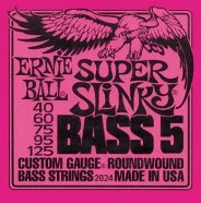 Ernie Ball 2824 струны для 5-струнной бас гитары Super Slinky (40-60-75-95-125) никелированная стальная оплётка, шестигранный стальной керн от музыкального магазина МОРОЗ МЬЮЗИК