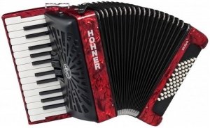 HOHNER BRAVO II 48 Red Аккордеон 1/2 двухголосный, ремни и чехол в комлекте от музыкального магазина МОРОЗ МЬЮЗИК