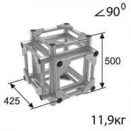 АЛЮМИНИЕВЫЕ И СТАЛЬНЫЕ КОНСТРУКЦИИ IMLIGHT Q2/35-43 стыковочный узел для 4-х ферм под 90 градусов, угловой, 350x350мм, d50x3 \ d28x2мм. Крепежный размер 230х230мм, М12.