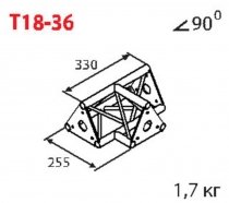 АЛЮМИНИЕВЫЕ И СТАЛЬНЫЕ КОНСТРУКЦИИ IMLIGHT T18-36 Стыковочный узел для 3-х ферм под 90 градусов, d28х2 \ d16х2мм.