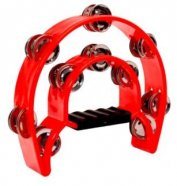 DEKKO TX9-20 RD тамбурин в форме двойного полумесяца, с ручкой, два ряда тарелочек, корпус-пластик, цвет - красный от музыкального магазина МОРОЗ МЬЮЗИК